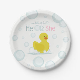Gummi Duck Waddle Es ist Baby Gender Reveal Pappteller