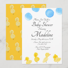 Gummi Duck Wasserfarblackierte Babydusche Einladung