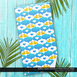 Gummi Duckie und Herz Gelb und Blau Strandtuch