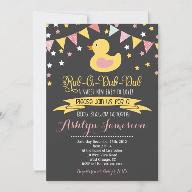 Gummi Ducky Babydusche INvitation Einladung (Vorderseite)