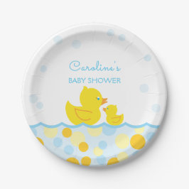 Gummi Ducky Blue & Yellow Baby Dusche Pappteller