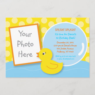 Gummi Ducky Duck Foto Geburtstag Einladungen