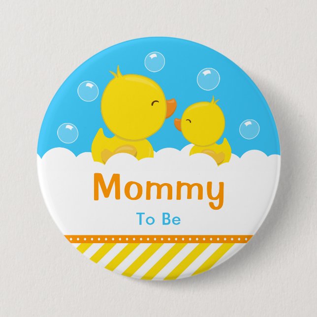 Gummi Ducky Gelb und Blue Mommy zu sein Button (Vorderseite)