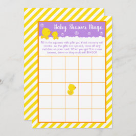 Gummi Ducky Gelb und Lila Baby Dusche Bingo Einladung