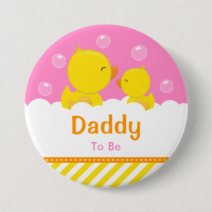 Gummi Ducky Gelb und Rosa Papa zu sein Button