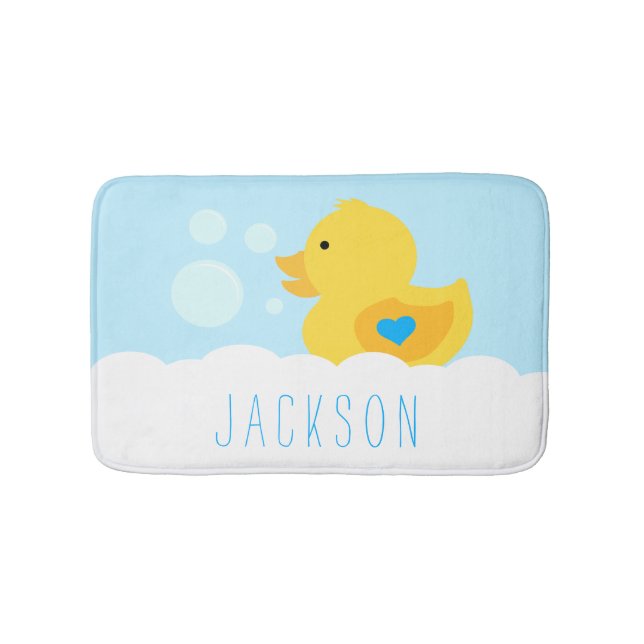 Gummi Ducky mit blauem Herzen Badematte (Vorderseite)