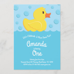 Gummi Ducky Niedlich Kid 1. Geburtstag Party Enten Einladung
