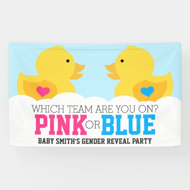 Gummi Ducky Pink oder Blue Gender Reveal Party Banner (Horizontal)