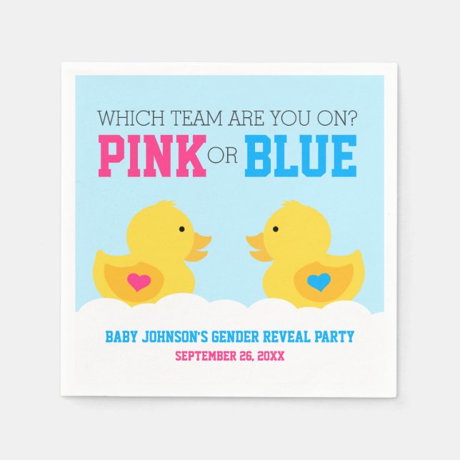 Gummi Ducky Pink oder Blue Gender Reveal Party Serviette (Vorderseite)