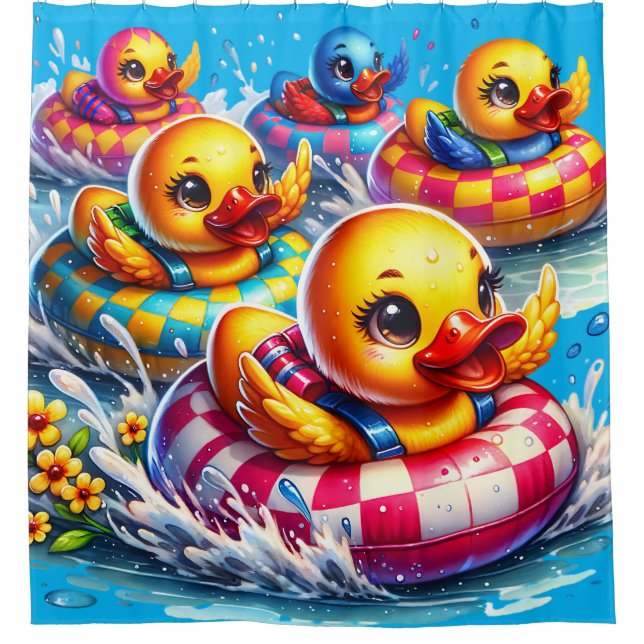 "Gummi Ducky Racing Fun" Duschvorhang (Vorderseite)