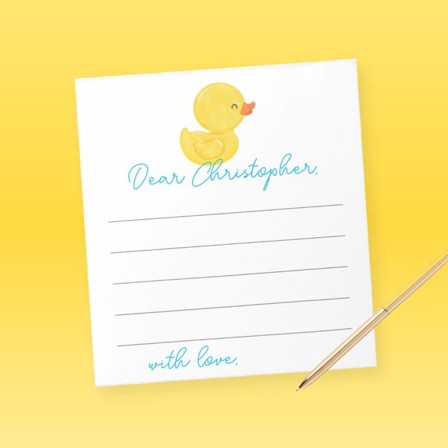 Gummi Ente 1. Geburtstagszeit Kapselnotiz Notizblock (Watercolor Rubber Duck Time Capsule 1st Birthday or Wishes for Baby Note Sheets for Guests)