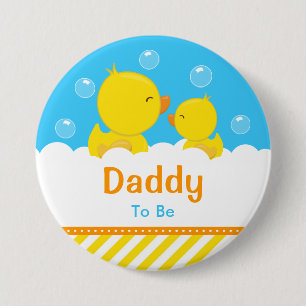 Gummi-Ente Gelb und Blau Daddy To Be Button
