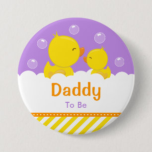 Gummi-Ente Gelb und Lila Daddy To Be Button