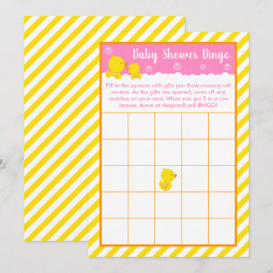 Gummi-Ente Gelb und Rosa Baby Shower Bingo Einladung