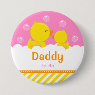 Gummi-Ente Gelb und Rosa Daddy To Be Button