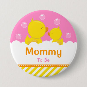Gummi-Ente Gelb und Rosa Mama in spe Button