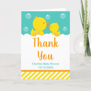 Gummi-Enten-Baby-Shower Gelb und Grün Dankeskarte