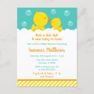 Gummi-Enten-Baby-Shower Gelb und Grün Postkarte