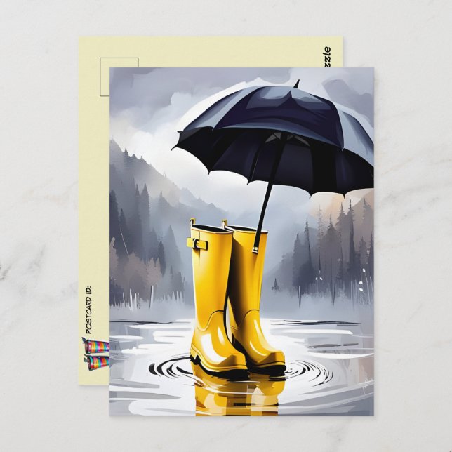 Gummi-Regenstiefel, Postkreuz, Postkarte, Postkart Postkarte (Vorne/Hinten)