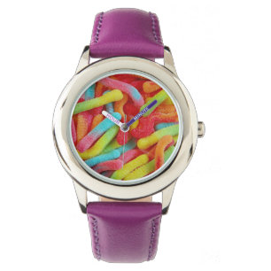 Gummiartige Wurmsüßigkeits-Druckuhr Armbanduhr