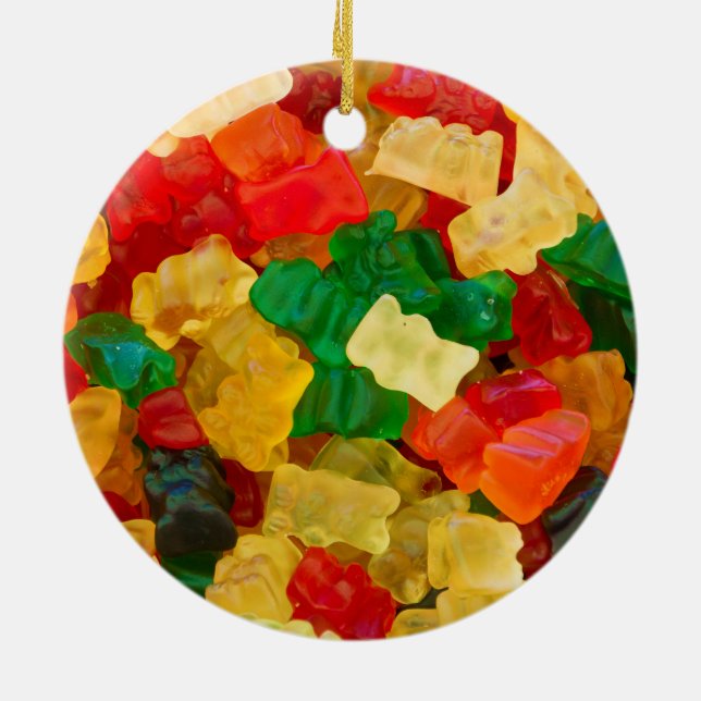 Gummiartiger Bärn-Regenbogen farbige Süßigkeit Keramik Ornament (Hinten)