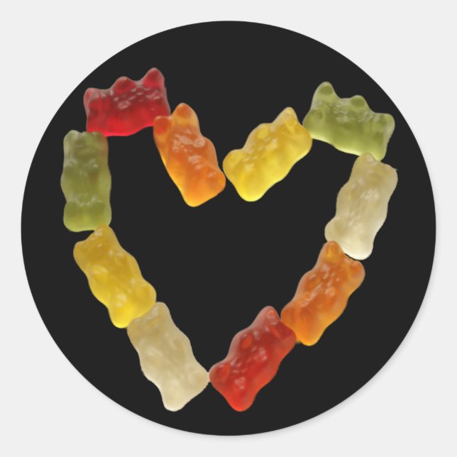 gummiartiges Herz Runder Aufkleber (Vorderseite)