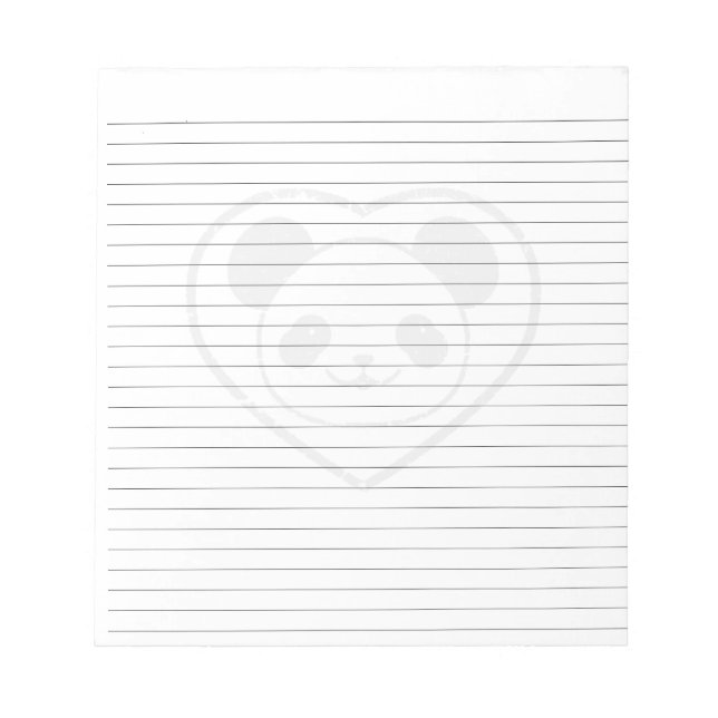 Gummibaby-Panda-Bär und herzförmig liniert Notizblock (Vorderseite)