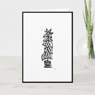 Gummibaum Blockdruckkarte Karte