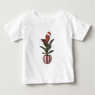 Gummibaum Ficus Santa Hut Weihnachtsbeleuchtung Baby T-shirt