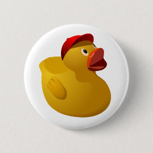 Gummiducky mit Baseballhut - Button