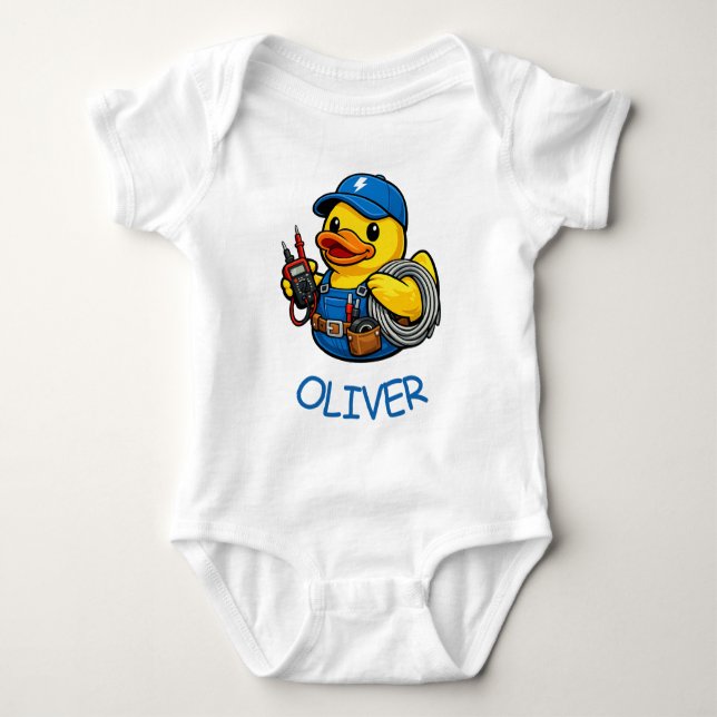 Gummiente Elektriker Baby Strampler (Vorderseite)