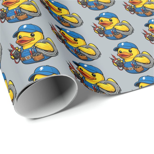 Gummiente Elektriker Geschenkpapier (Rolleneckpunkt)