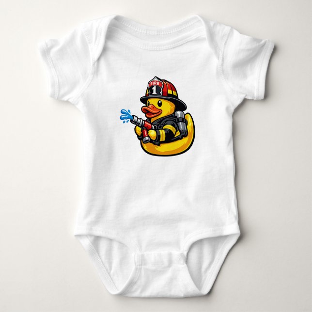 Gummiente Feuerwehrmann Baby Strampler (Vorderseite)