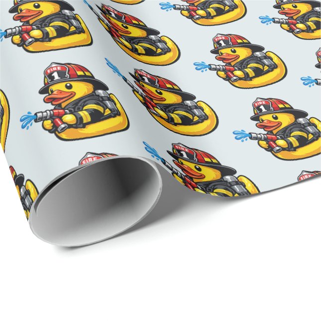 Gummiente Feuerwehrmann Geschenkpapier (Rolleneckpunkt)