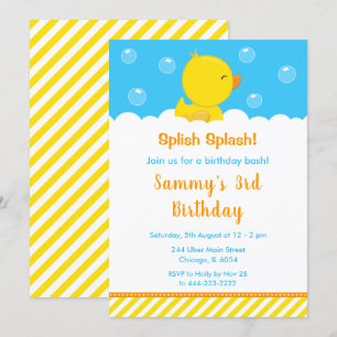Gummiente Geburtstagsfeier Gelb und Blau Einladung