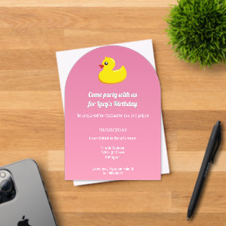 Gummiente in Rosa - Geburtstagsparty Acryleinladungen