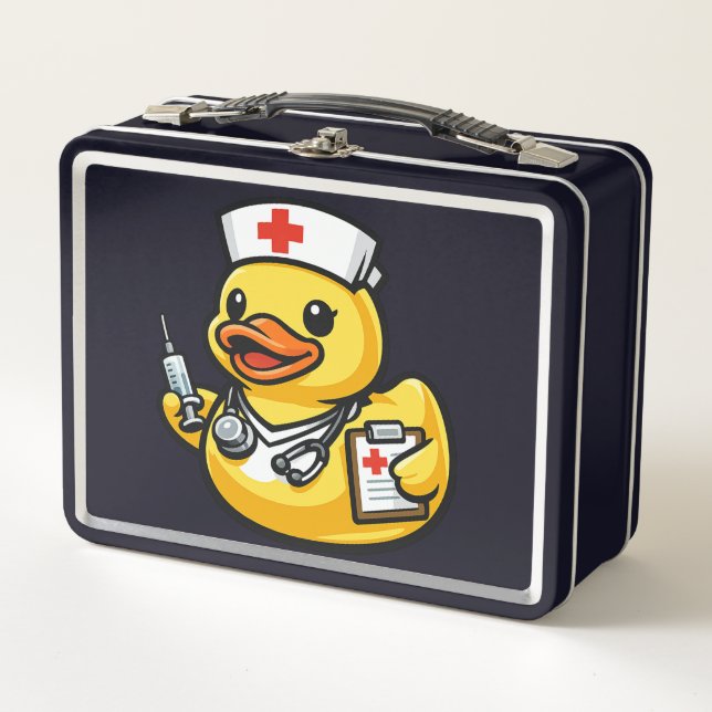 Gummiente Krankenschwester Metall Brotdose (Vorderseite)