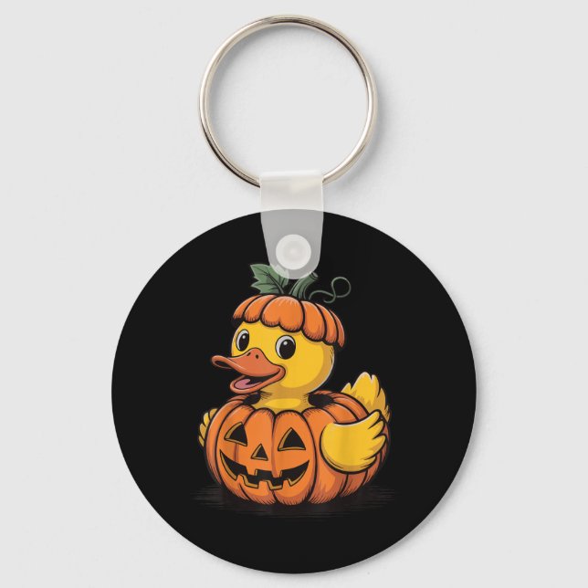 Gummiente Kürbis Halloween Schlüsselanhänger (Vorderseite)