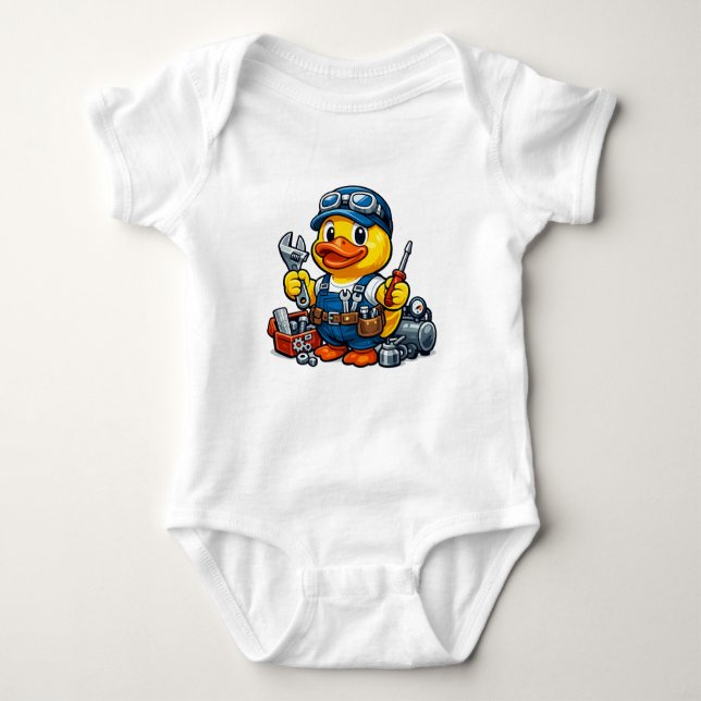 Gummiente Mechaniker Baby Strampler (Vorderseite)