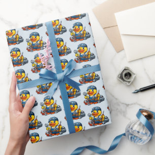 Gummiente Mechaniker Geschenkpapier