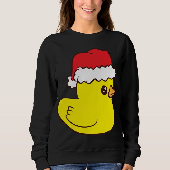 Gummiente mit Weihnachtsmannmütze Niedlicher Gummi Sweatshirt (Vorderseite)