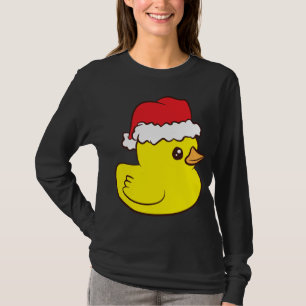Gummiente mit Weihnachtsmannmütze Niedlicher Gummi T-Shirt