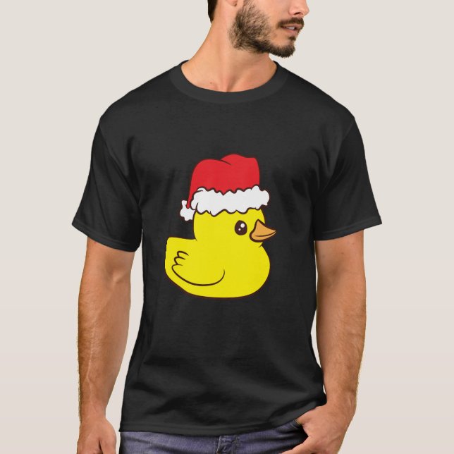 Gummiente mit Weihnachtsmannmütze Niedlicher Gummi T-Shirt (Vorderseite)
