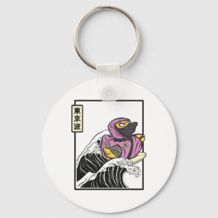 Gummiente Ninja Surfen Kanagawa Welle Kawaii Ästhe Schlüsselanhänger
