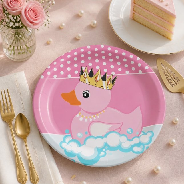 Gummiente (rosa) Geburtstagspartikelplatte Pappteller (Von Creator hochgeladen)