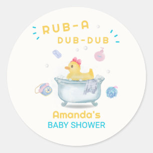 Gummiente Rub A Dub Dub Badewanne Baby Shower Runder Aufkleber