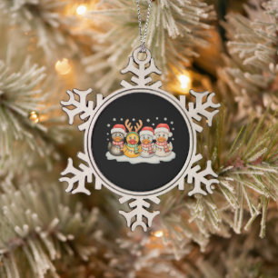 Gummiente Squad Santa Rentier Weihnachtslichter Schneeflocken Zinn-Ornament