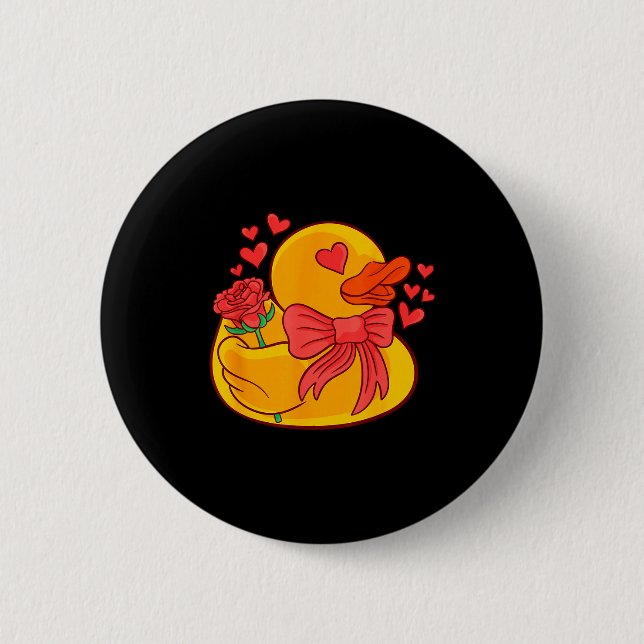 Gummiente Valentinstag Gummiente T-Shirt  Button (Vorderseite)