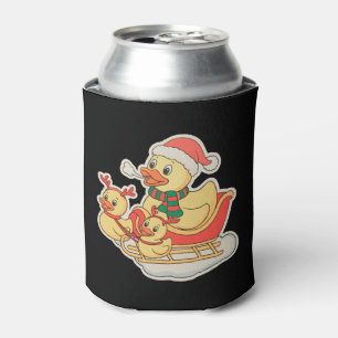 Gummiente Weihnachten Santa Hut Schlitten Xmas Dosenkühler