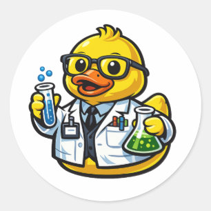 Gummiente Wissenschaftler Runder Aufkleber